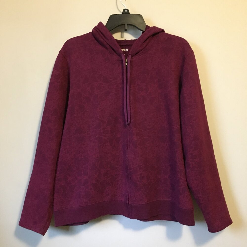 Hanes Burgundy Rococo Print Drawstring Sweater Hoodie 2X
